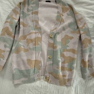 LIKE NEW!! Beautiful ATM Pastel Camo Print Button Front Cardigan Sweater